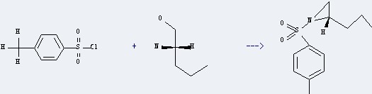 The 1-Pentanol, 2-amino-,(2S)- could react with toluene-4-sulfonyl chloride, and obtain the (S)-1-[(4-methylphenyl)sulfonyl]-2-propylaziridin
